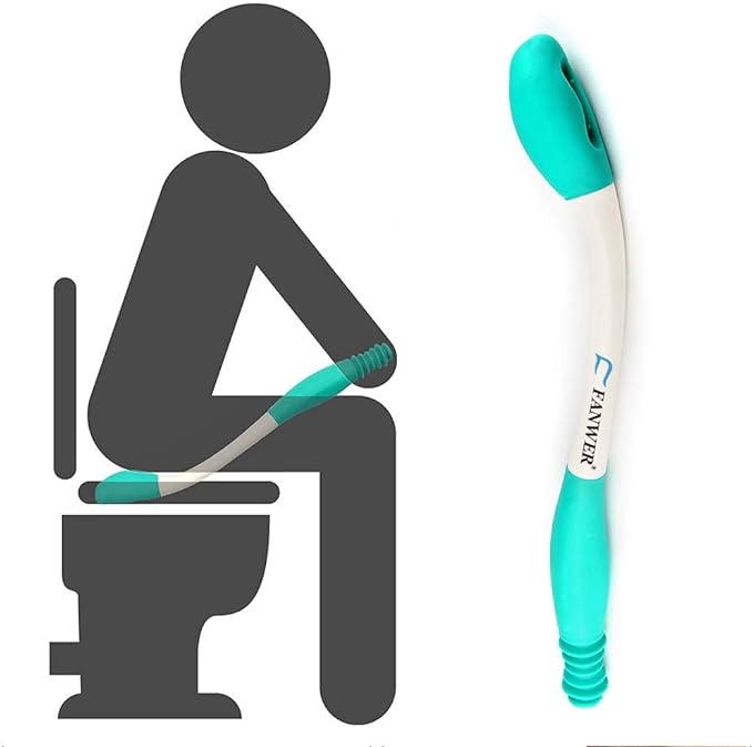 Fanwer Self-wipe Toilet Aid Tool, a Rubber Toileting Tongs, a Bottom Buddy Alternative