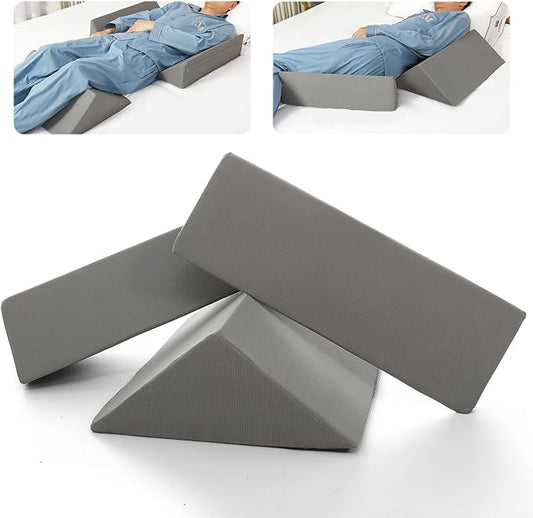 Fanwer Positioning Wedge Pillow for Side Sleeping (3 in 1), 40 Degree Triangle Bed Wedges & Body Positioners for Back Pain, Preventing Bedsores, After Surgery, Knees Elevated, Pregnancy,Grey