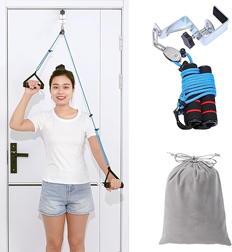 Fanwer Shoulder Pulley for Physical Therapy - Over Door Pulley for Shoulder Recovery - Exercise Pulley for Shoulder Rehab - With Fixed Metal Bracket - Arm Pulley - Over The Door Pulleys