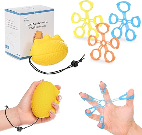 Fanwer Stress Ball for Adults and Hand Grip Strengthener Set, Hand Therapy Balls, Fingers Exerciser for Hand Therapy, Arthritis, Carpal Tunnel（4 PCS）