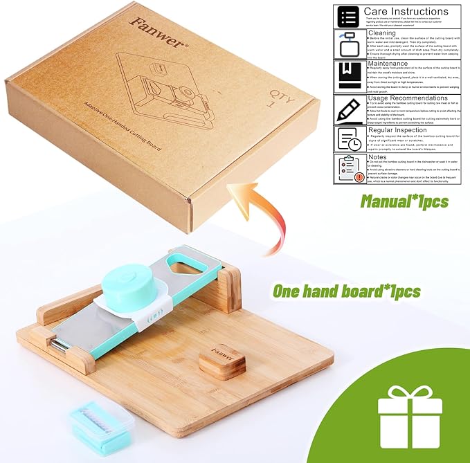 Fanwer Adaptive One-Handed Cutting Board- Anti-Slip with Bread Stops & Spikes - Perfect for Amputees & Disabled - Single Handed for Effortless Cutting & Chopping - Handicapped Kitchen Board.