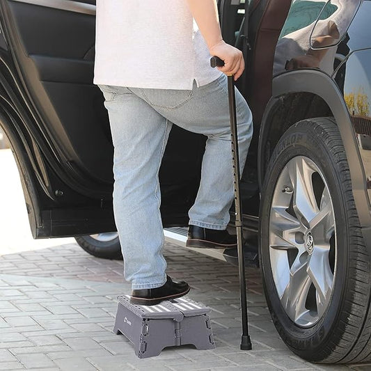 Fanwer 5 inch Portable Folding Step Stool - Safe & Stable, Foldable Stepping Stool for Car, Bathroom, Bedroom, Step Stools for Elderly & Adults (Gray)