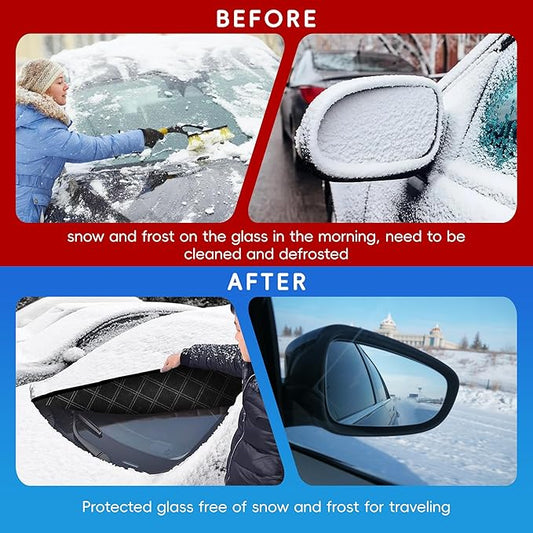 Fanwer New Thickened Car Windshield Cover for Ice and Snow, Magnetic Snow Cover with 9 Hidden Magnets, Windshield Sun Shade UV Reflective for Summer, Ice Frost Sun Dust Water Resistent