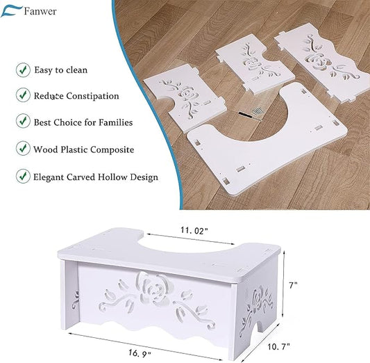 Fanwer Squatting Toilet Stool - Poop Stool for Bathroom, Toilet Potty Stool, Wood-Plastic Composite, 7 Inch, Bathroom Stool for Adults, Elderly