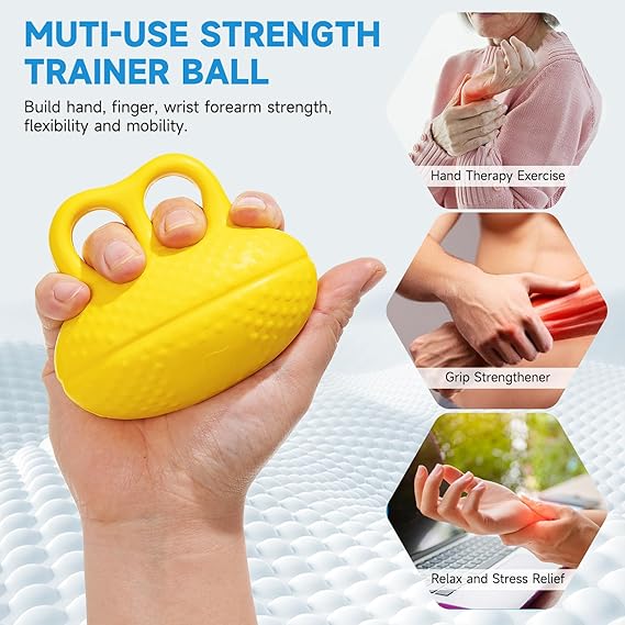 Fanwer Finger Exerciser Hand Squeeze Ball, Hand Grip Strength Trainer Build Hand, Finger and Wrist Strength, Finger Extension Exerciser for Rehab, Arthritis, Carpal Tunnel