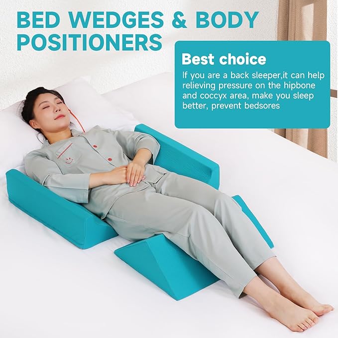 Fanwer Bed Wedges & Body Positioners (3 in 1), 40 Degree Wedges for Bed Positioning,Positioning Pillows for Elderly, Wedge Pillow for Bed Sores, Side Sleeping, After Surgery, Knees Elevated,Back Pain