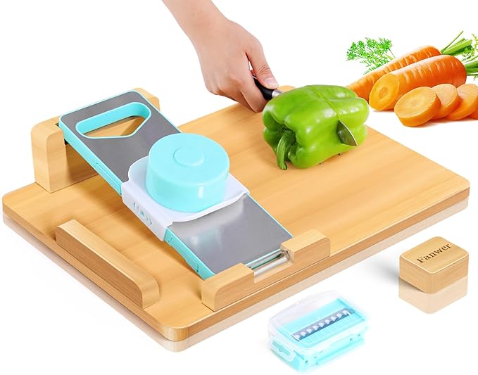 Fanwer Adaptive One-Handed Cutting Board- Anti-Slip with Bread Stops & Spikes - Perfect for Amputees & Disabled - Single Handed for Effortless Cutting & Chopping - Handicapped Kitchen Board.