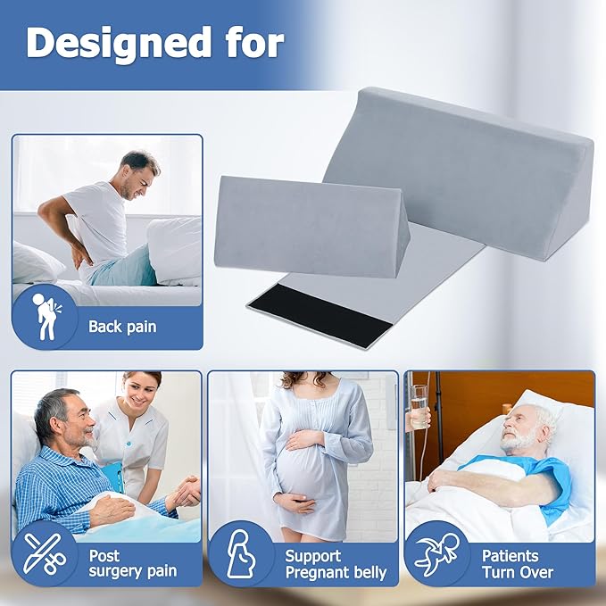 Fanwer Wedge Pillow for Side Sleeping, Back Pillow for Side Sleeper, Bed Wedges & Body Positioners for After Surgery, Pregnancy Support, Back Pain, Preventing Bedsores