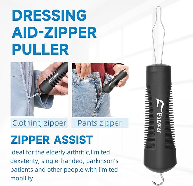 Fanwer 2 Pack Button Hook and Zipper Pull Helper, Button Assist Tool, Button Hook Dressing Aid Tool for Easy Button, One Handed Gadgets Adaptive Equipment, Gifts for Seniors, Arthritis, Weak Hands