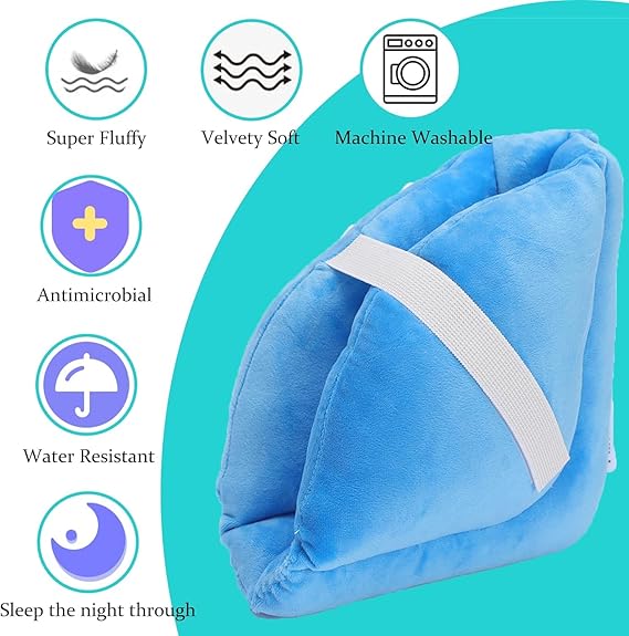 1 Piece Foot Support Pillow-Heel Cushion Protector Pillow for Relieveing Foot Pressure，Blue