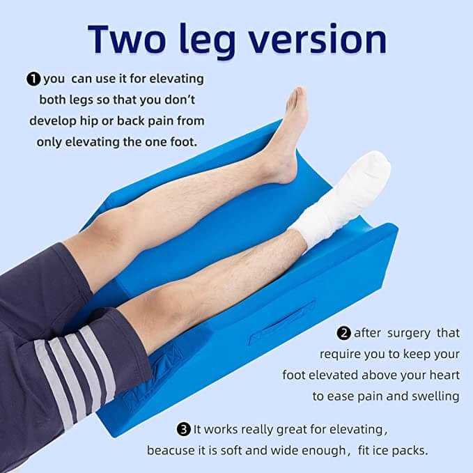 Wedge Pillow / Elevated Support Cushion for Leg, Knee, Back, Hip