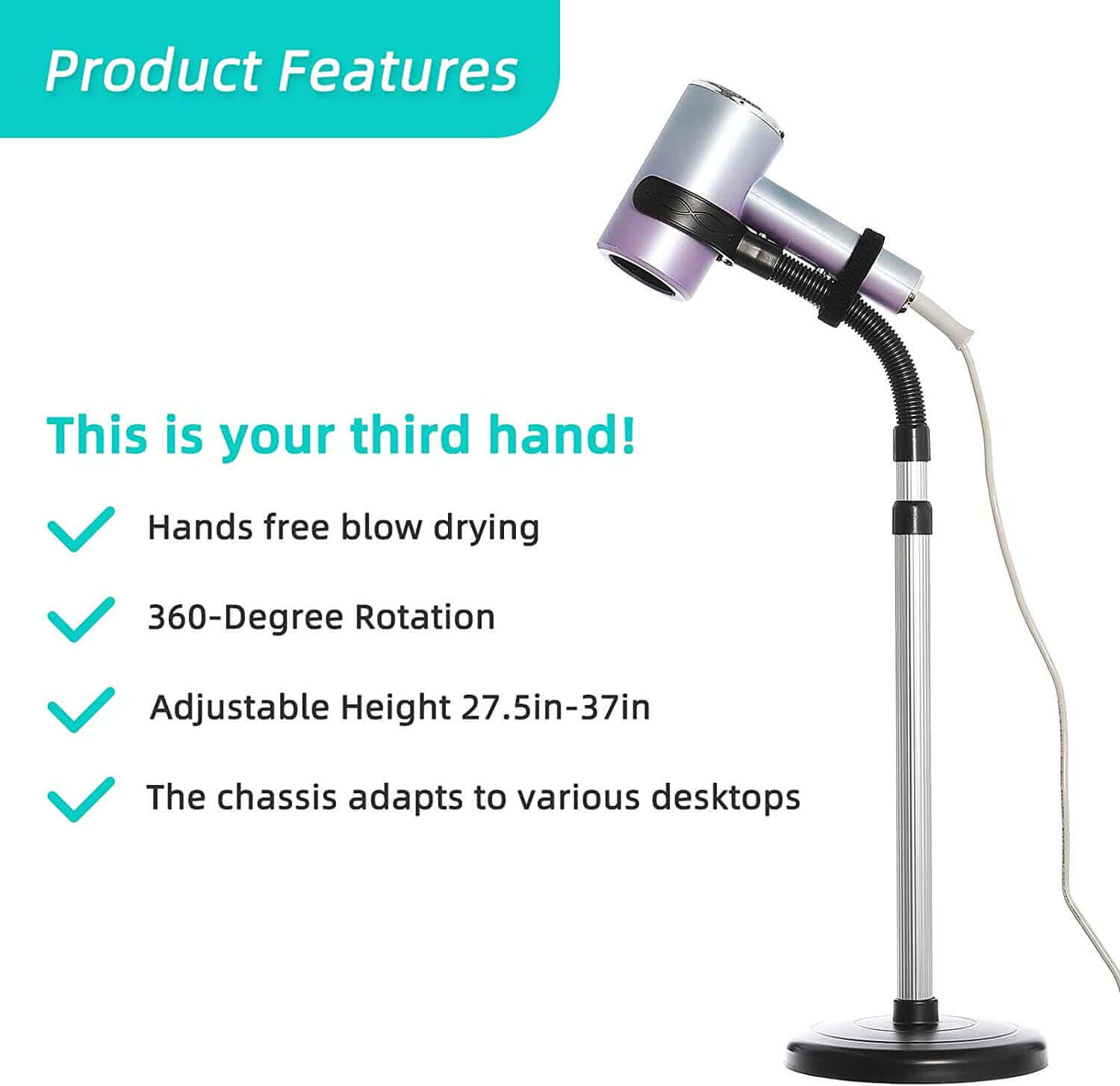 Canyita hair dryer holder, 360 degrees rotation hair dryer stand