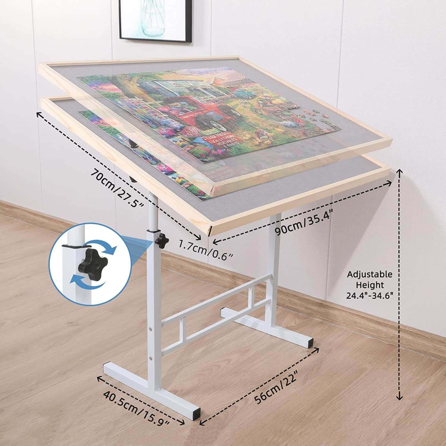 Fanwer Jigsaw Puzzle Table with Adjustable Iron Legs & Puzzle Board (1500  Piece)