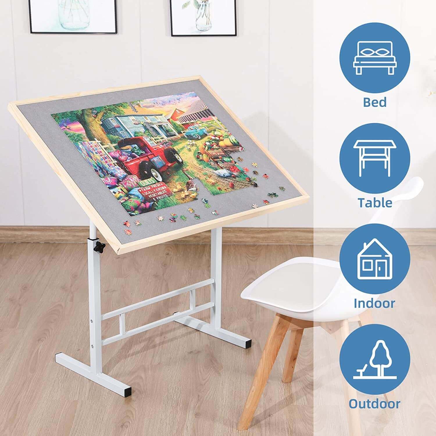 Fanwer Jigsaw Puzzle Table with Adjustable Iron Legs & Puzzle Board (1500  Piece)